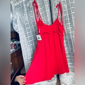 Women's Red Ruffle Strap Top